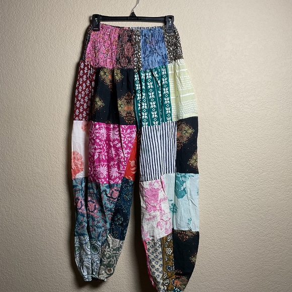NWT Kathmandu Imports Womens O/S Patchwork Wide Leg Baggy Boho Parachute Pants - Picture 2 of 12